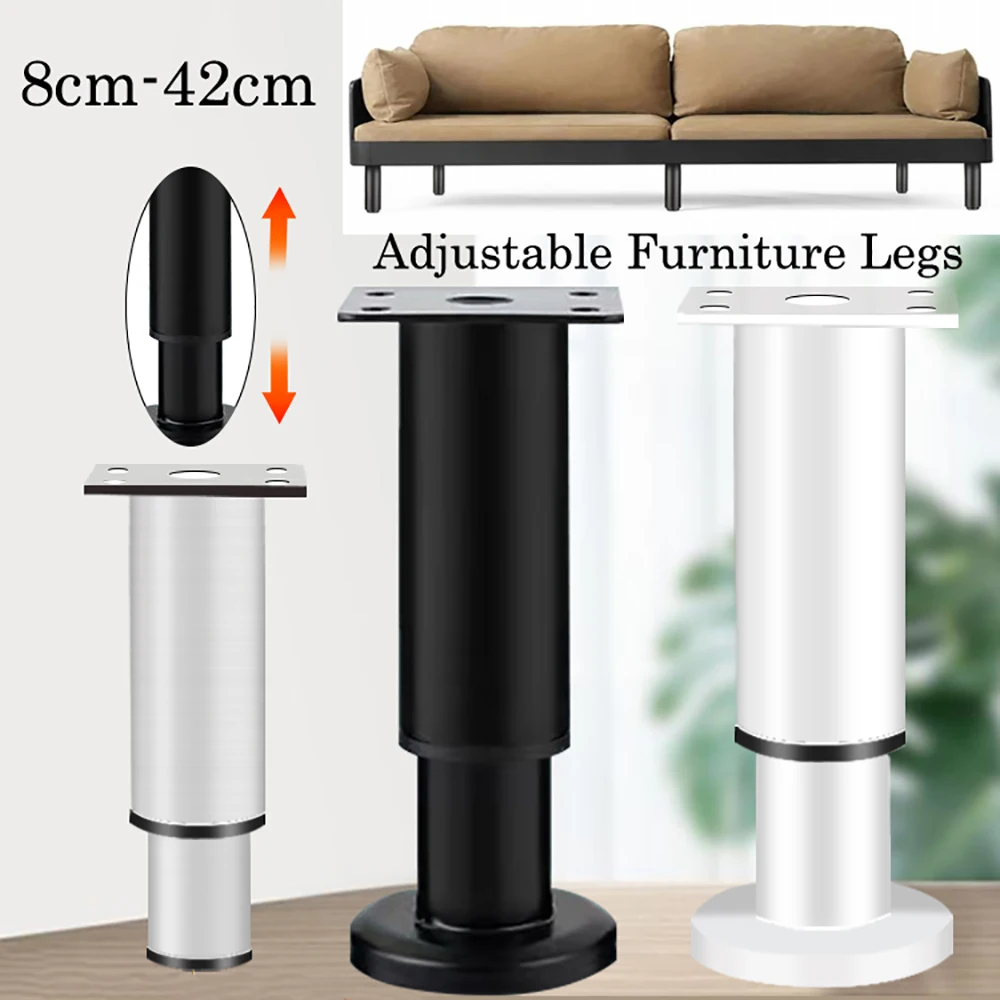 8-42cm Black/White For Sofa Tv Stands Sofa Heighten Replacement Feet Furniture Legs Metal Cold-Rolled Steel Adjustable Table Leg