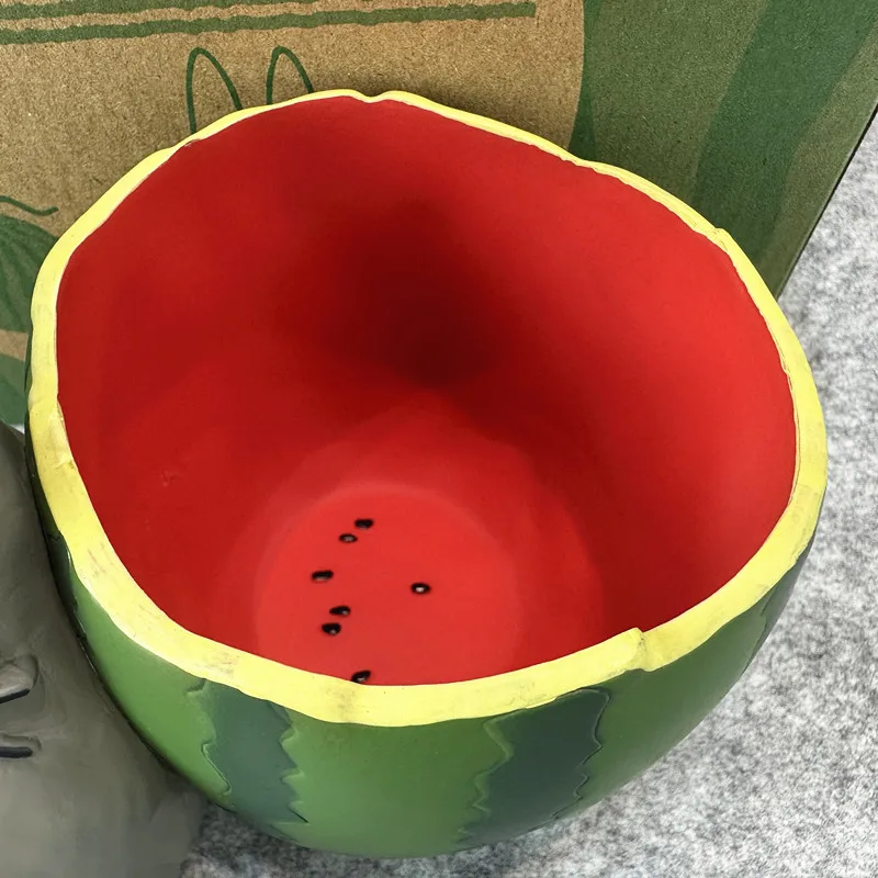 Mini Cute Totoro Watermelon Shaped Anime Figure Desktop Storage Collectible Doll Home Window Sill Decor Plant Pot Model Toy Gift