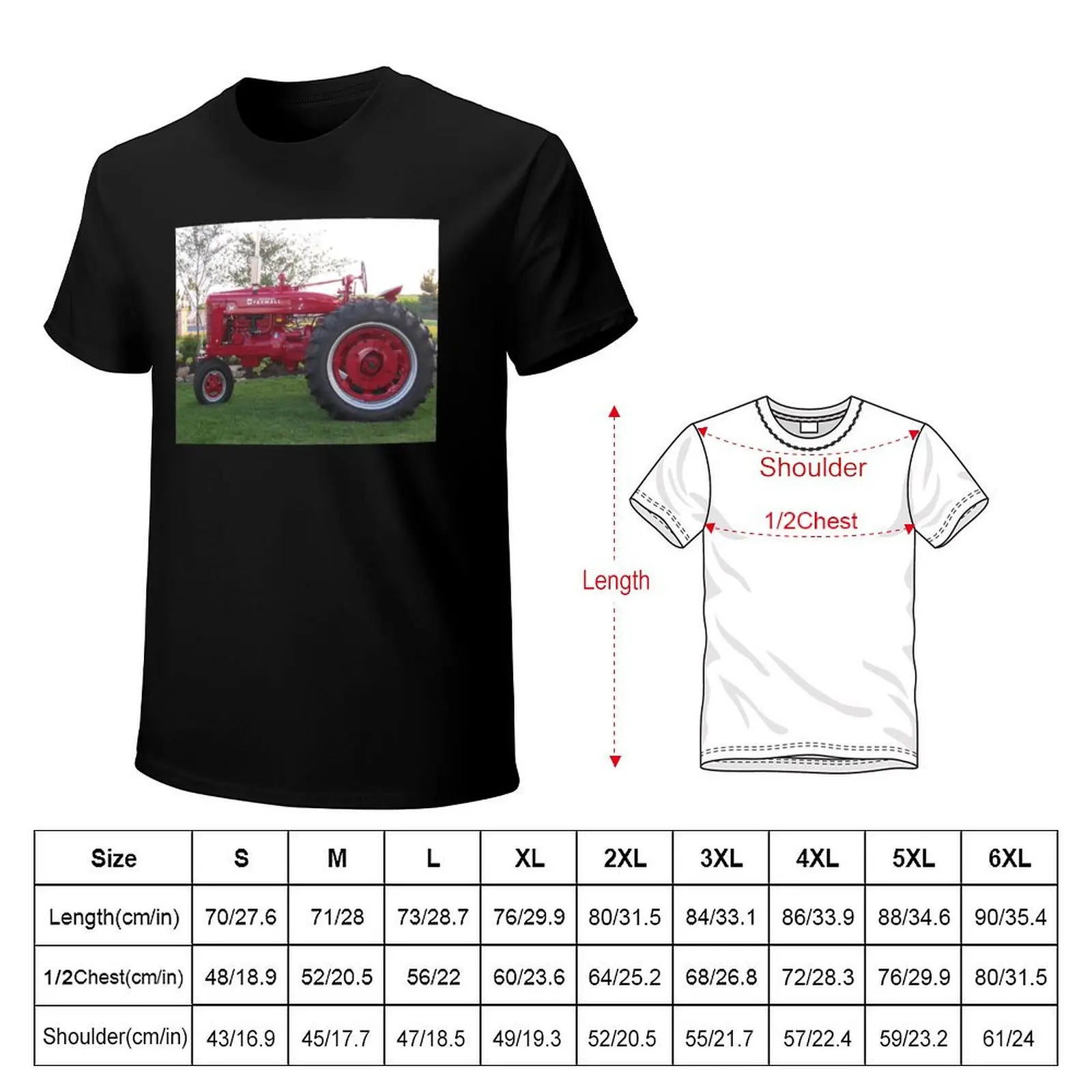 Farmall M Tractor Postcard T-Shirt Large Size Loose Casual Tee