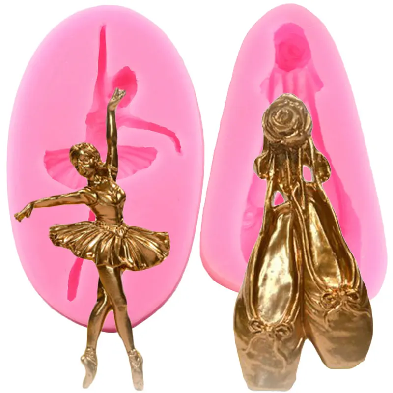 Ballet Girl Silicone Mold Dancing Shoes Fondant Molds Sugarcraft Cake Decorating Tools Candy Clay Chocolate Gumpaste Moulds