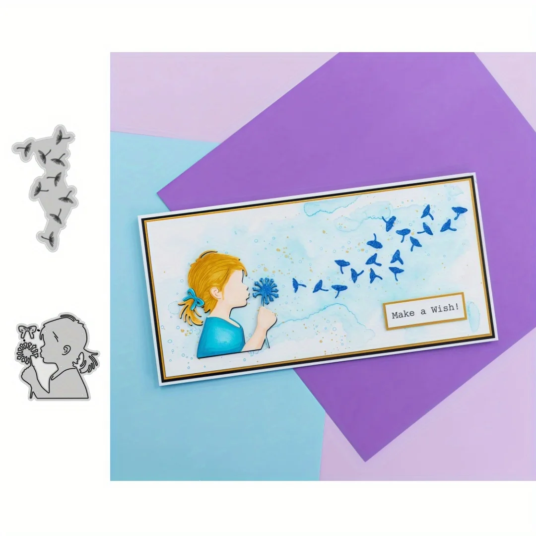 New Arrival Girl Blowing A Dandelion Metal Cutting Dies for DIY Scrapbooking Card Making Stencils Photo Albums