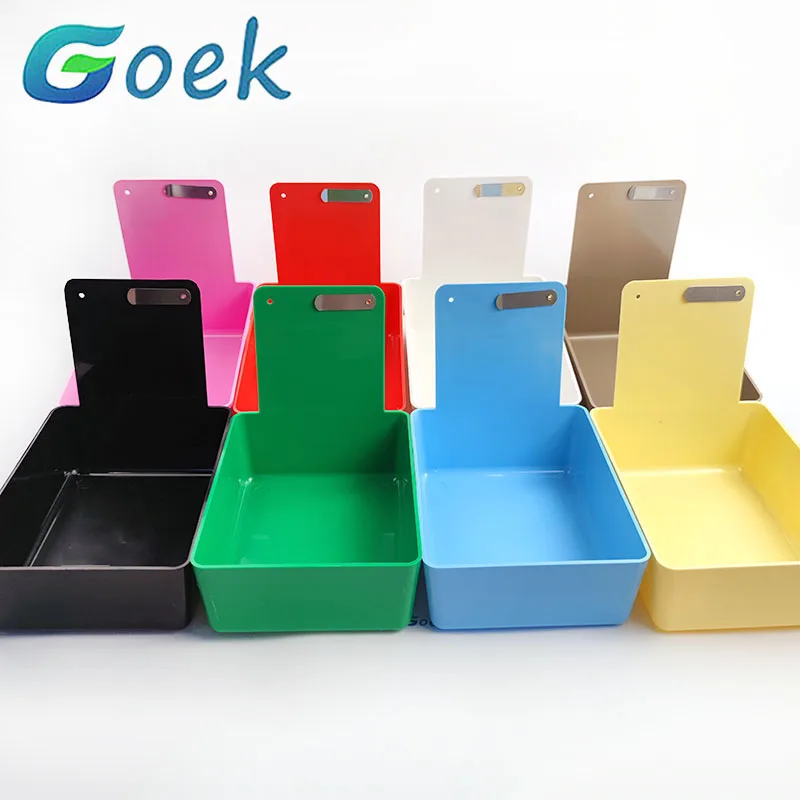 7pcs Dental Lab Work Pans Colourful ABS Plastic Work Tray Box Durable Storage Case With Metal Clip Holder for Dental Laboratory