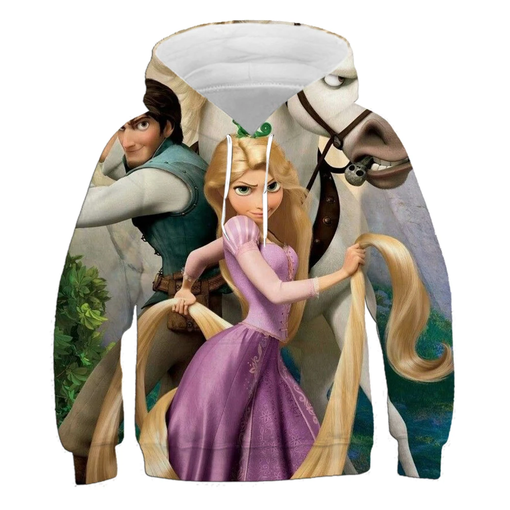 Autumn and winter hoodie girls children\'s Rapunzel print fashionable and comfortable long-sleeved cute sweet sweatshirt