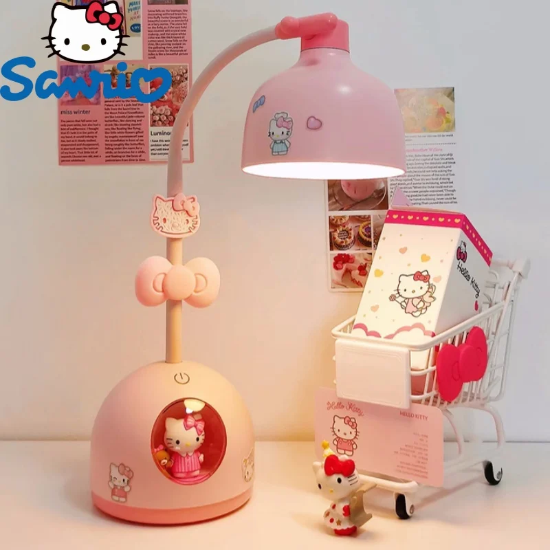 Sanrio Hellokitty Led Rechargeable Table Lamp Eye Protection Disney Anime Stitch Alien Mickey Mouse Usb Student Desk Lamp Gifts