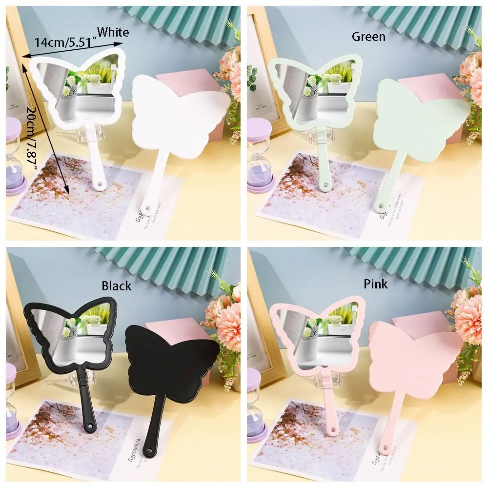 Hand-held Butterfly-shaped Makeup Mirror Plastic Mini Butterfly Handle Mirror Butterfly-shaped High-definition