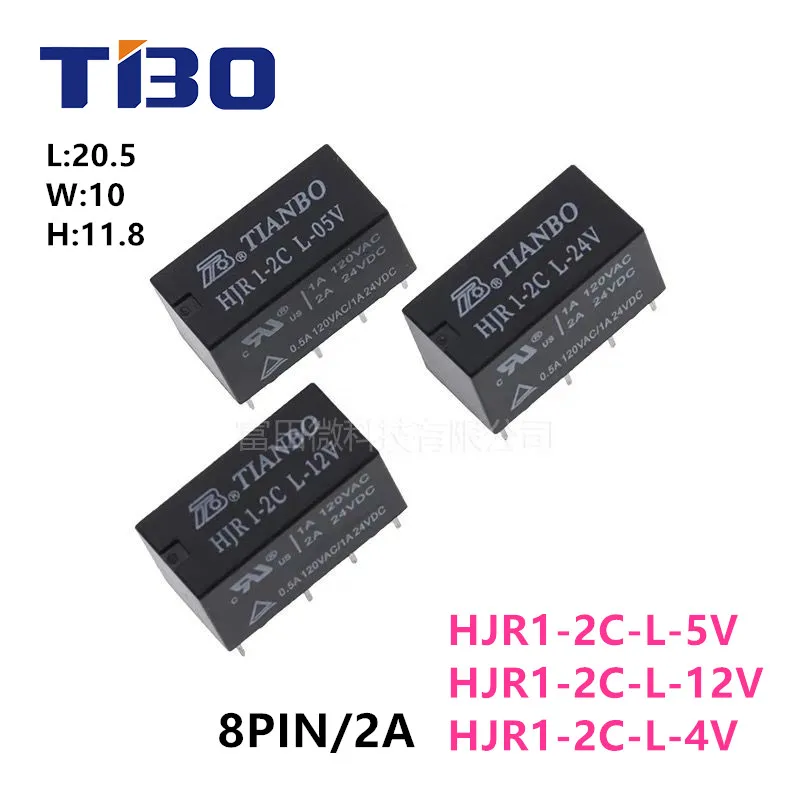 1Pcs TIANBO Relay HJR1-2C-L-05V HJR1-2C-L-12V HJR1-2C-L-24V 8Pin 2A Synchronous HK19F HFD27-005 012 024 Signal Relay