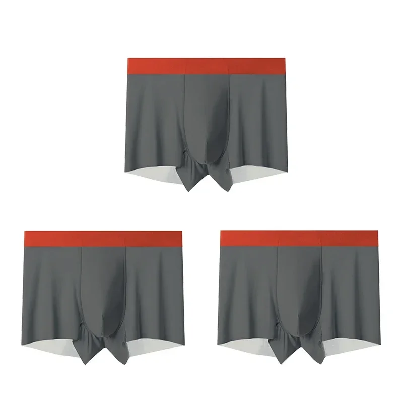 3PCS men's ice silk seamless underwear summer thin comfortable breathable boxers large size shorts