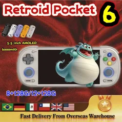 Retroid Pocket 6 RP6 Handheld Game Console Android 8GEN2 5.5 Inch 1080P 120Hz OLED Screen 6000mAh with Hall-Effect PSP PS2 Game