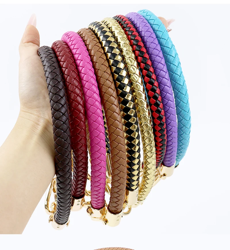2Pcs Deepeel 30/40/50/60cm Leather Bag Handles Woven Rope Shoulder Strap Metal Buckles Handbag DIY Replace Bags Accessories