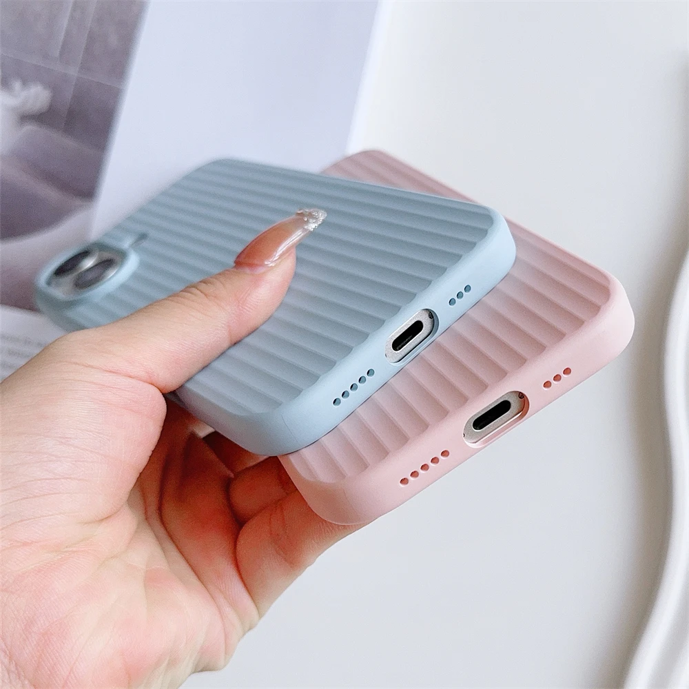 아이폰 16, 15, 14, 13, 12 프로 맥스 플러스, 카메라 보호 범퍼, 후면 커버, 럭셔리 매트 스트라이프, 메탈릭 페인트 슬림 폰 케이스