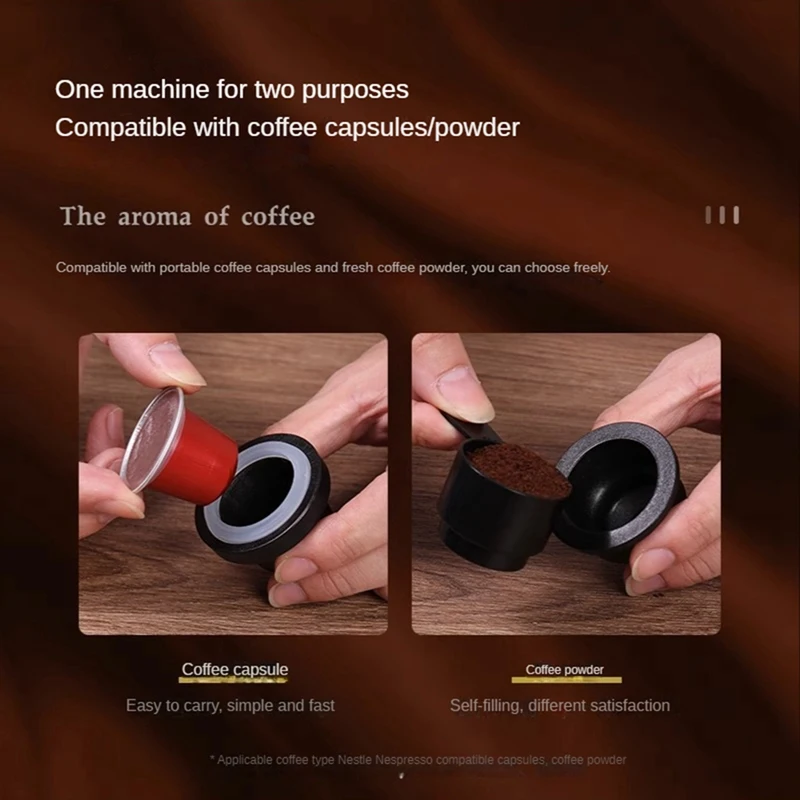 Portable Electric Coffee Machine For Car & Home Espresso Coffee Maker Capsule Coffee Powder Dual-Use Travel Camping