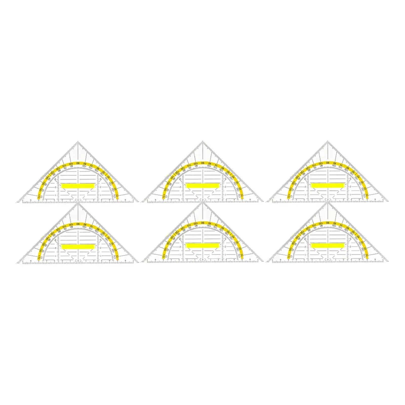 6Pcs Set Square Triangular Ruler Multifunctional Measuring Tool with Yellow for Classroom Home Student