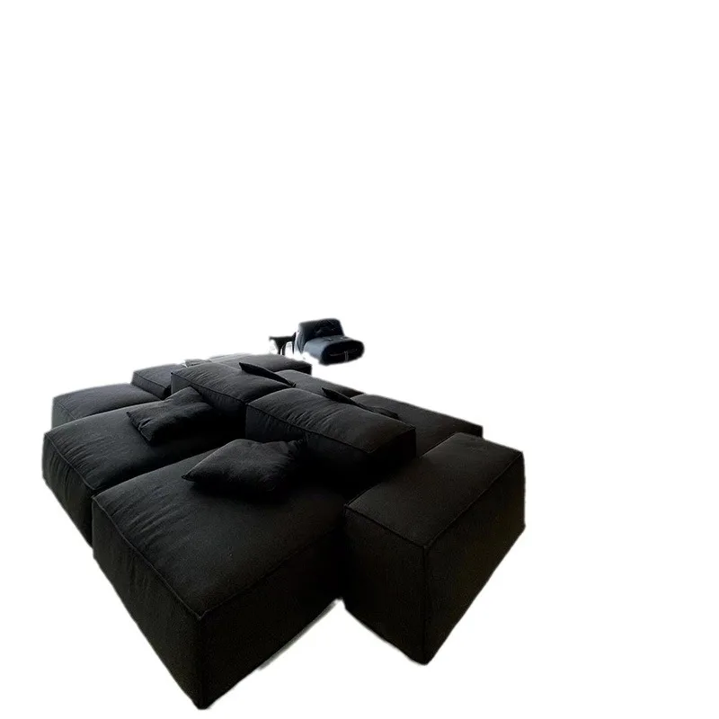 

Retro style fabric sofa modern simple removable and washable combination living room double-sided sitting tofu block module