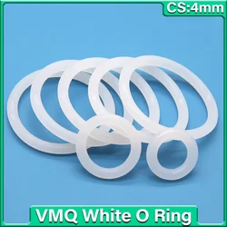 10/50pcs VMQ O Ring Gasket CS 4mm OD 12 ~ 150mm White Waterproof Washer Round O Shape Silicone Ring Food Grade