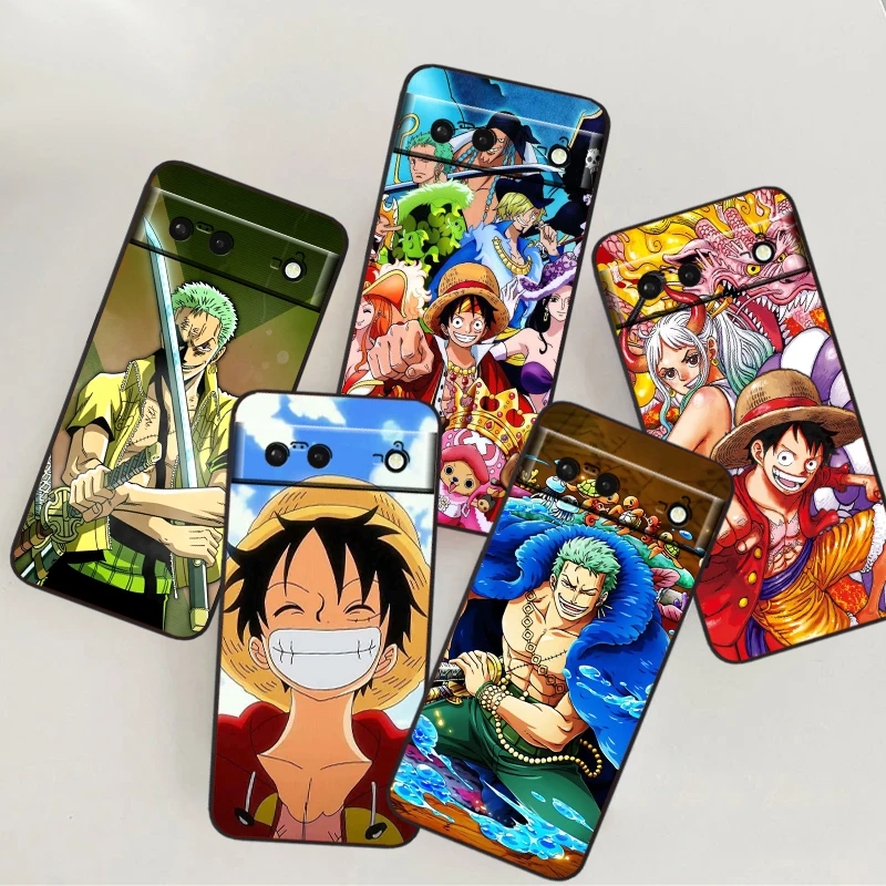 O-Ones P-Pieces Cartoon Cool For Google Pixel 9 8 7A 7 6A 6 5A 5 4 4A XL 5G Black Silicon Shockproof Shell Funda Phone Case