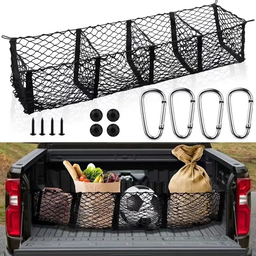 

Car Mesh Elastic Nylon Rear Back Cargo Trunk Storage Organizer Luggage Net Trunk Bed Holder For SUV Car Pickup Truck Bed Ac J0Z9