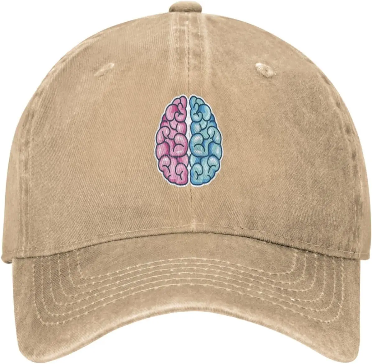 Brain-Hemispheres-Graphic-Washed-Baseball-Cap-Unisex-Cotton-Adjustable-Low-Profile-Dad-Hat