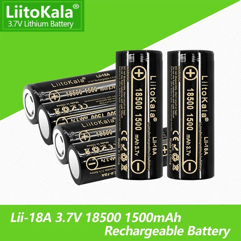 LiitoKala Lii-18A 18500 1500 mah akumulator 18500 akumulator 3,7 V do latarki hurtowej bezpieczny akumulator litowo-jonowy