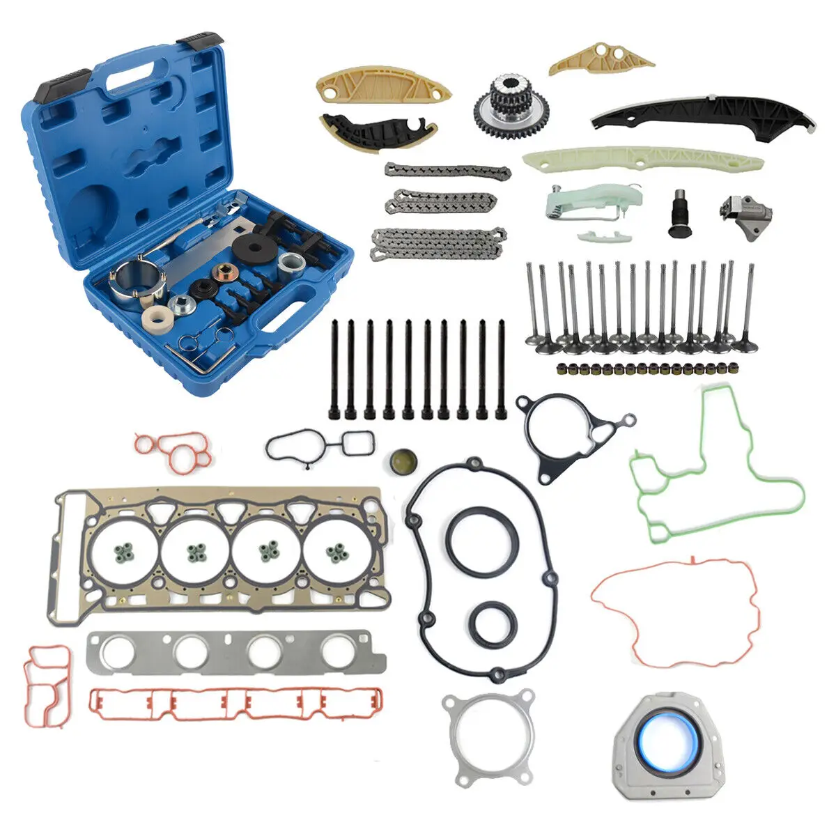 

AP01 Repair Kit Timing Chain + Tool + Gasket + Valves For VW Jetta Audi A4 2.0 TSI