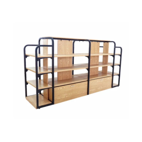 Custom.Customized Cheap Wooden Supermarket Shelf Metal Rack Display Shelves for Convenience Store