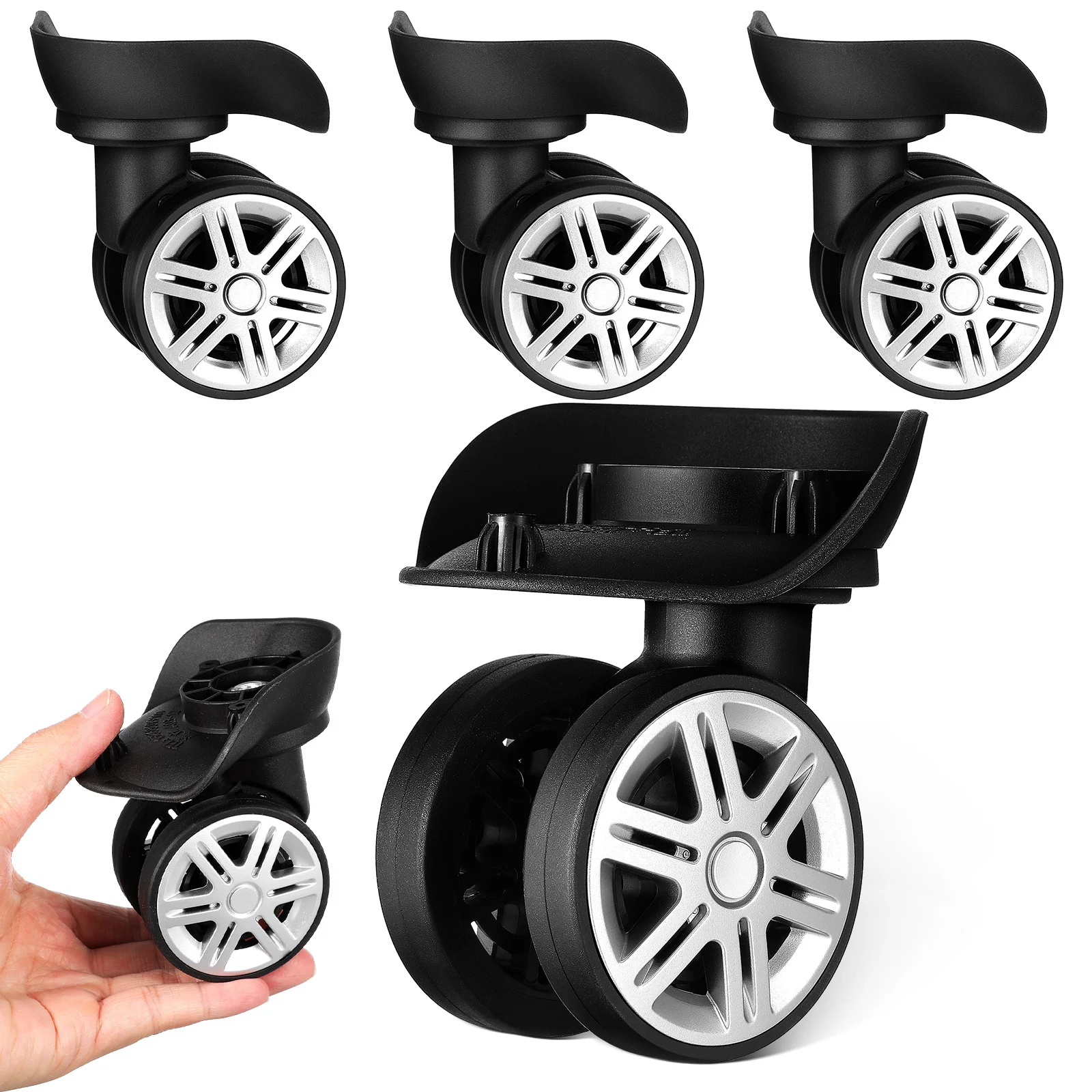 4 قطعة استبدال الأمتعة العالمي عجلات دوارة قوي Abs المواد حقيبة استبدال أجزاء الثقيلة هادئة جذع #5