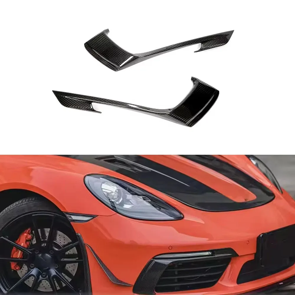 Carbon Fiber Front Bumper Air Intake for Porsche 718 Boxster Cayman 2 Door 2016-2019 Fog Light Trim