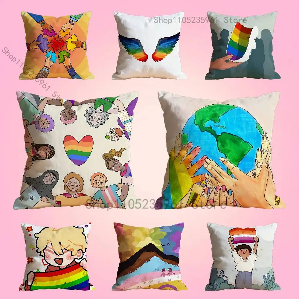 

LGBTQ Art Print Polyester Pillow Case for Valentine gift Home Sofa Cushion Cover Decoration Custom