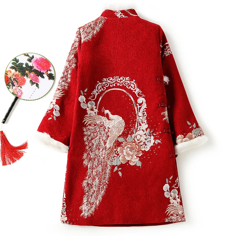 Veste matelassurera en coton chinois, costume Cheongsam Tang amélioré, style chinois rétro, veste longue rembourrée en coton, 600 épaissies, hiver