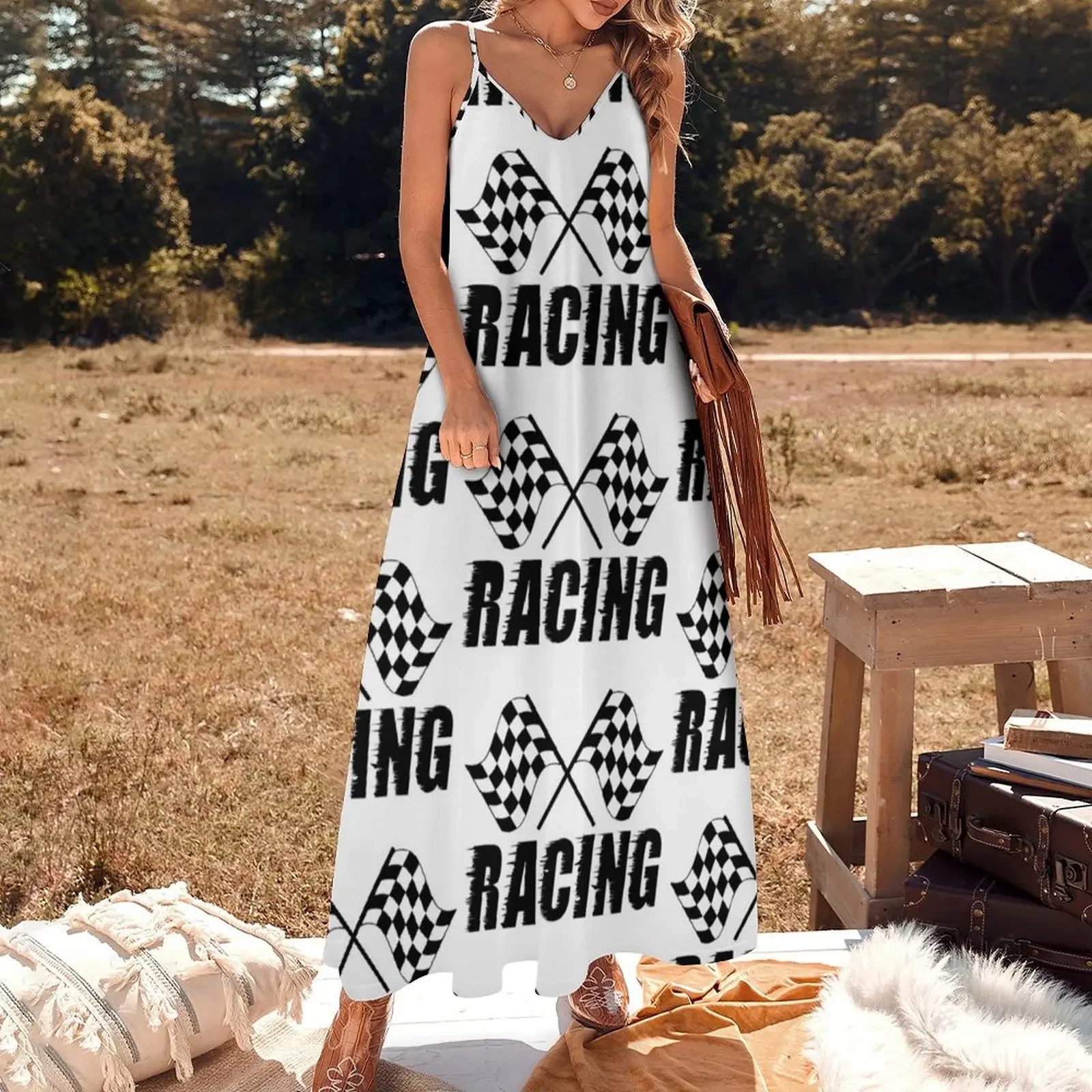 Checkered Flag Sleeveless Dress prom dress 2024 Women's summer dress bandage