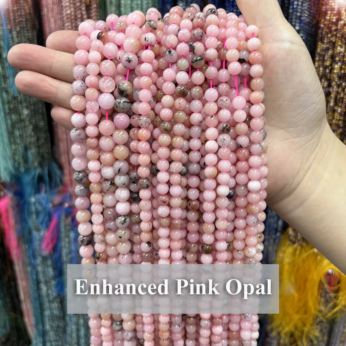 Enhanced Pink Opal Round Beads 6 8 10mm For Natural Jewelry Making DIY Beads Bracelet Necklace Supplies Jewelry Accessories Gift