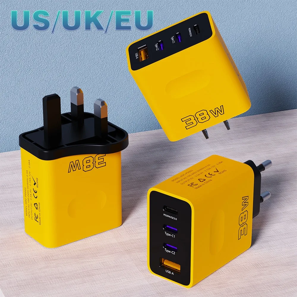 38W Type C USB Fast Charging Mobile Phone Charger EU/US Plug Adapter For iPhone 15 14 Xiaomi Samsung Huawei PD Travel Chargers