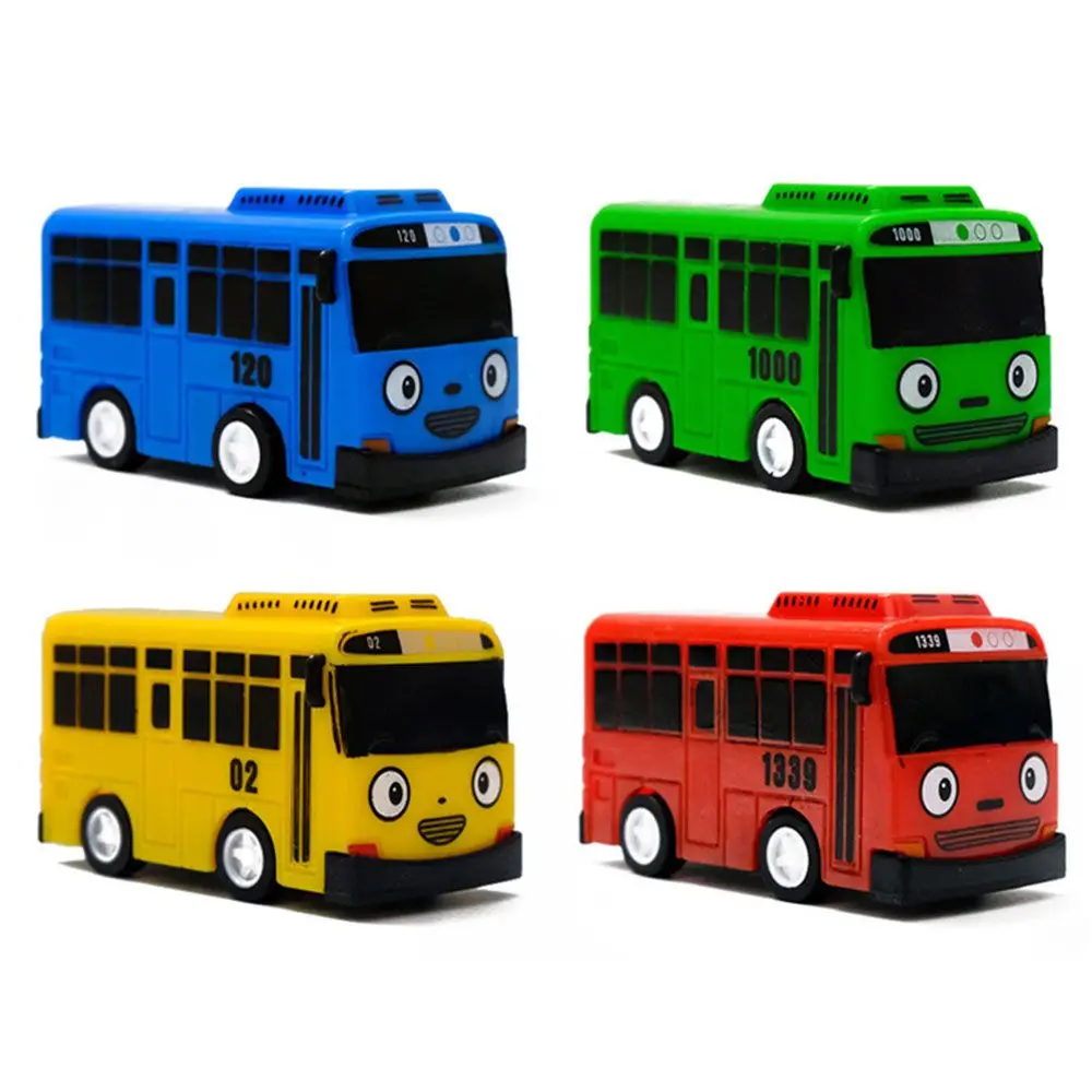 Plastic Cadeaus Kleine Verjaardagsspeeltjes Tayo Bus Auto Mini Pull Back Bus Modelbussen