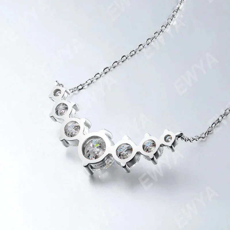 EWYA Real 1.7/2.8/5cttw Full D Color Moissanite Pendant Necklace for Women S925 Silver Plated 18K All Diamond Chain Necklaces