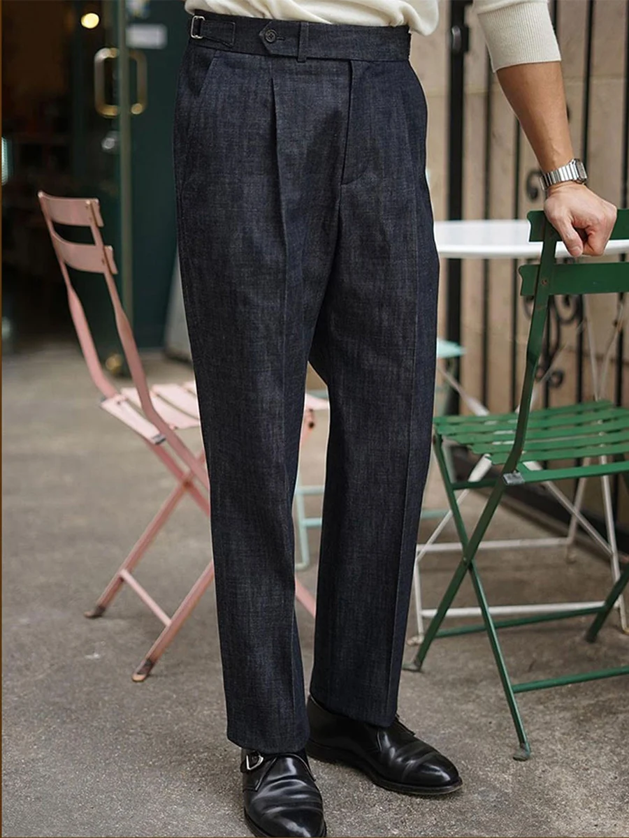 POT&CRAFTSMAN Italian Vintage Paris Button Loose Tapered Casual Pants Neapolitan Western Pants Washed Jeans Customizable