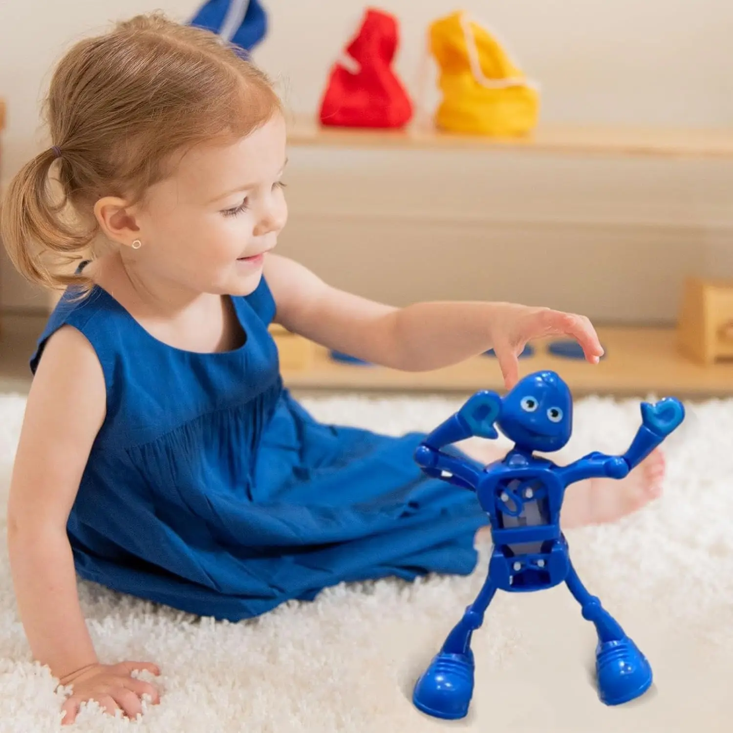 Nakręcany Robot Chodzący - Nakręcany Robot Tańczący na Sprężynie, Przenośny Nakręcany Robot Tańczący Chodzący i Kręcący się na Sprężynie na Prezent