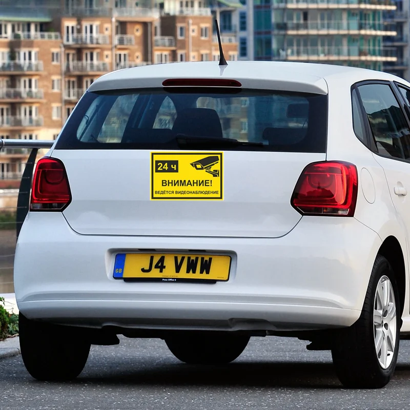 

JPCT 24-hour video surveillance signal sticker for indoor, shopping mall, motorcycle PVC waterproof warning sticker, length 15cm