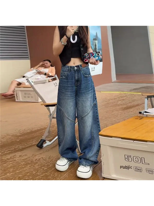 

plus Size American Style Wide Leg Knife Jeans Women's Autumn 2026 New Slimming Loose Versatile Straight Leg Jeans