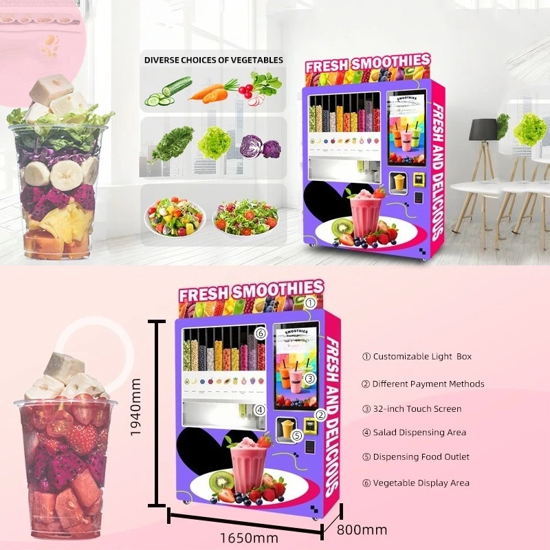 Customized Smoothie Vending Machine Self Service 24 Hour Smart Vending Equipment For Commercial Public Places
