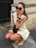 Bornladies Cotton Chic Casual Vest Mini Skirt Set Women's Fashion Commuter Sleeveless Tank Top Loose Shorts Suits Summer New - Image 6