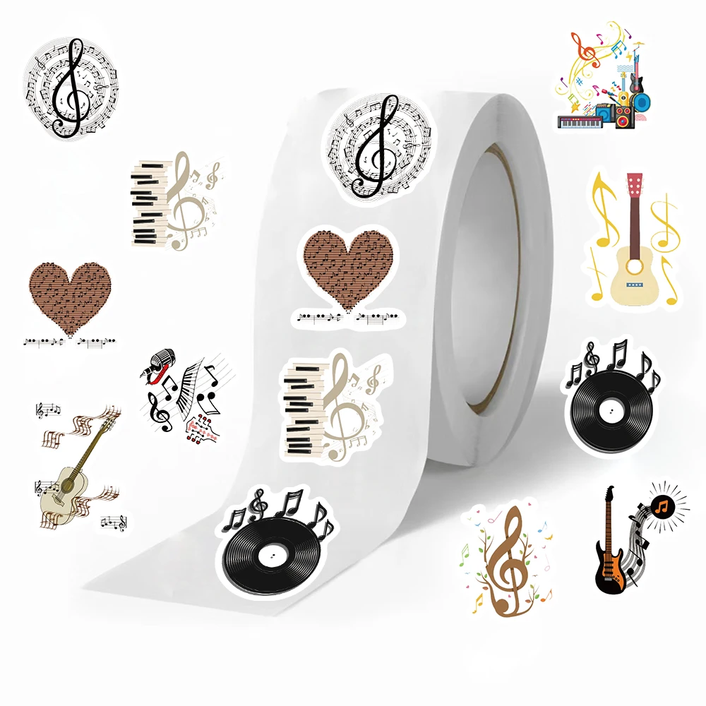 500pcs OSINE Music Vinyl Roll Stickers Roll Stickers for Parties Walls Scrapbooks Envelopes Birthday and Greeting Cards