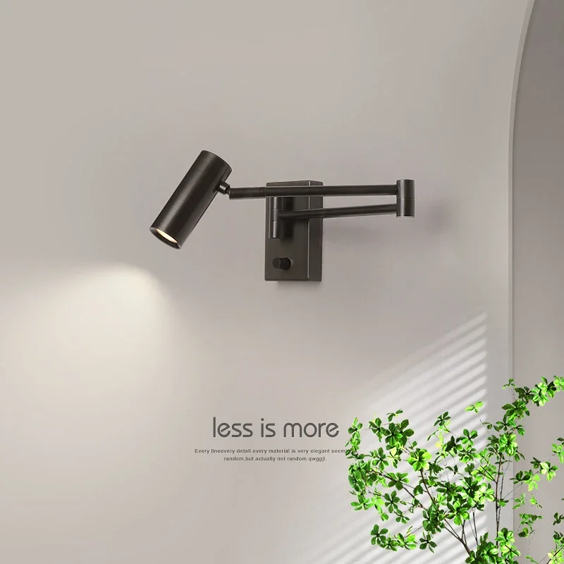 2026 Full Aluminum Spectrum Wall Lamp Bedroom Bedside Reading Light With Universal Adjustment Button Nordic Hotel Room Upscale L
