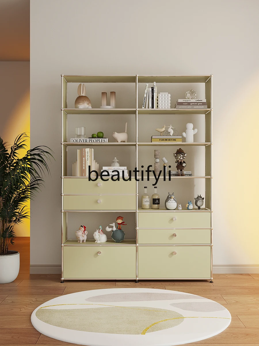 

Modular light luxury bookcase, living room wine cabinet customization, household wall display cabinet partition