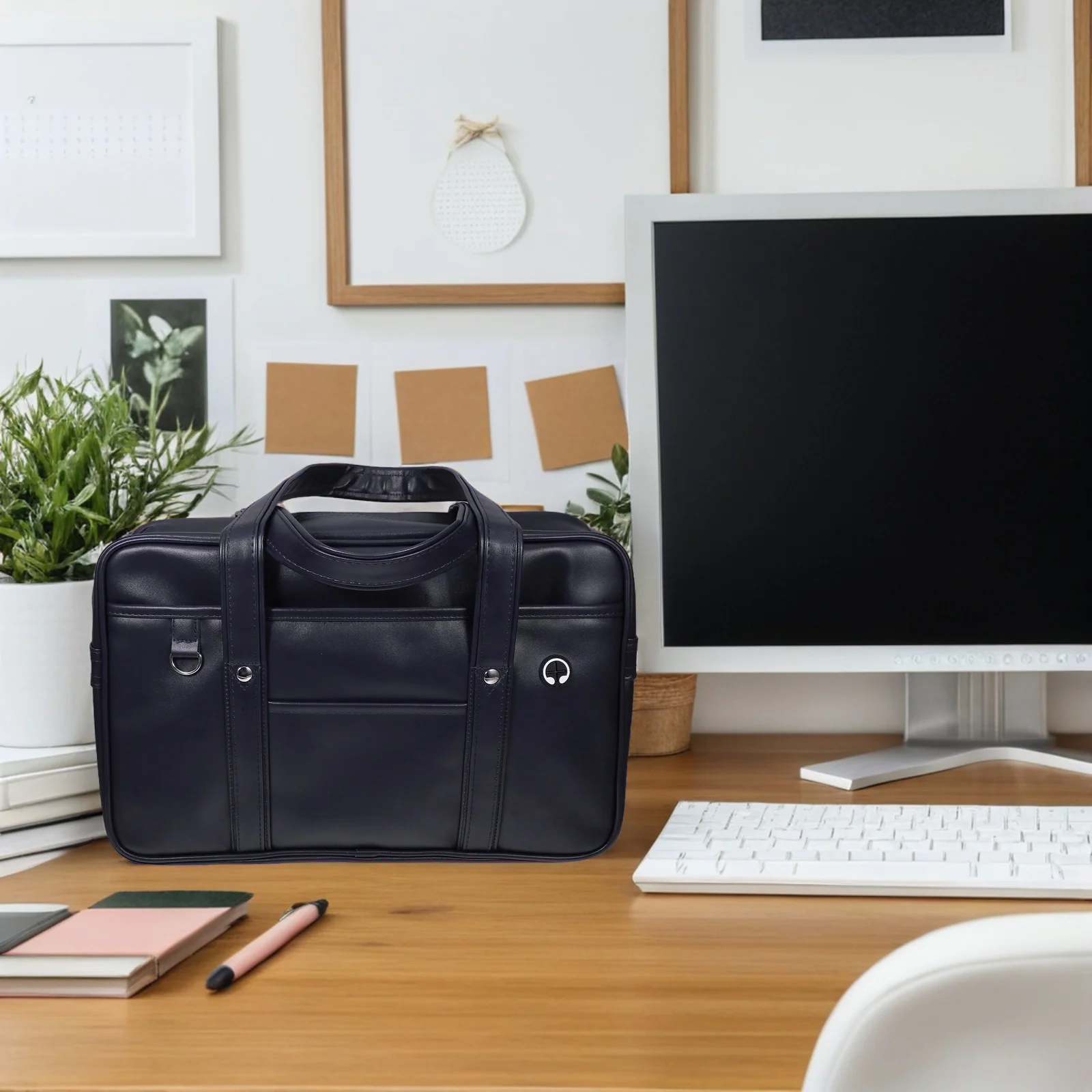 

Waterproof Computer Bag Tote PU Spacious Laptop Bags Women Men College Messenger Single Shoulder Handbag Travel Storage