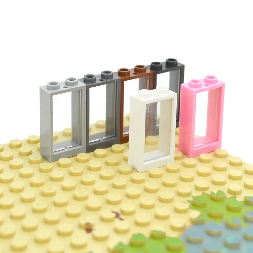 DIY Accessories City Classic Windows with Glass 1x2x3 Window Frame Doors MOC Parts Compatible with 60593 60602 Toys For Kids