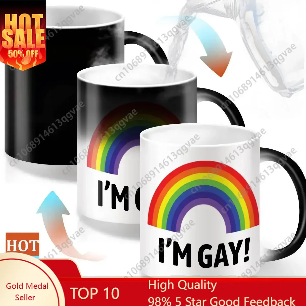 

Rainbow Ceramic Coffee Mug Unique Funny Gift for Men Boyfriend Cup Ideal for Christmas Valentine's, Birthday Drinkware Sturdy