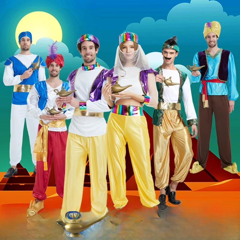 남녀 공용 아라비안 로브 코스튬 할로윈 파티 가면 무도회 코스프레 중동 아랍 의류 두바이 슬레