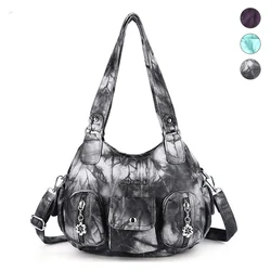 Make Old Style Hobos Bag PU Leather Women Handbags Female Leisure Shoulder Bags Purses Vintage Bolsas Large Capacity Tote Bag