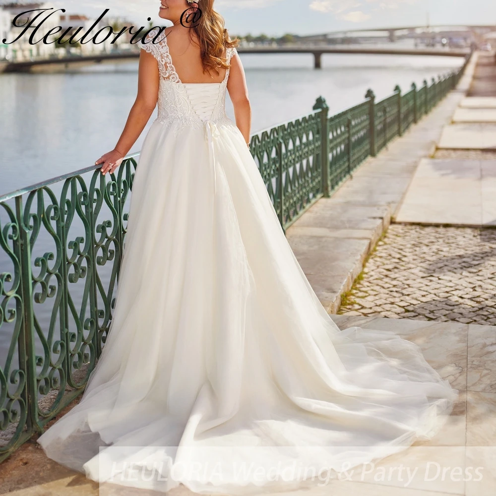 HEULORIA abito da sposa taglie forti abito da sposa in pizzo con scollo a V Abito da sposa con linea A Robe De Mariee