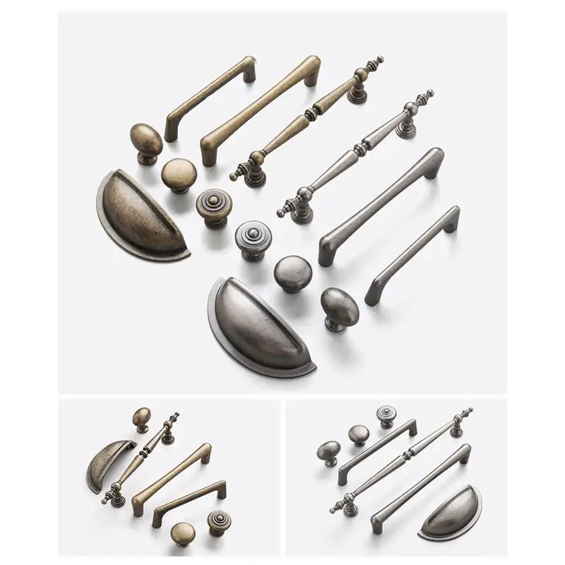 Antiker Bronze-Schubladengriff, Rostfreier Retro-Aluminiumgriff für Schrank, Kleiderschrank, Aufbewahrungstür, Schlafzimmermöbel-Upgrade – Detail 16