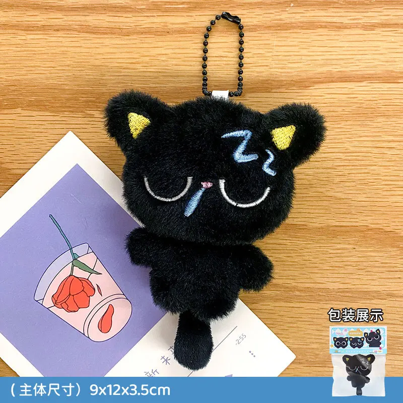 Peluche piccolo gatto nero bambola cordino cartone animato carino borsa ciondolo cordino portachiavi regalo